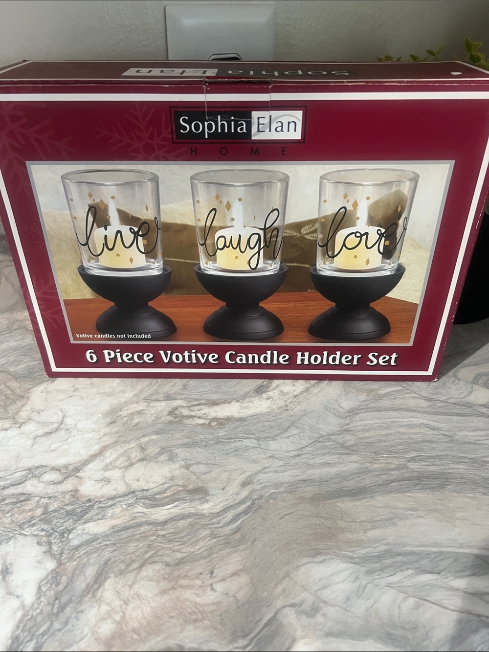 Sophia Elan 'Live Laugh Love' Votive Candle Holder Set - Black & Clear